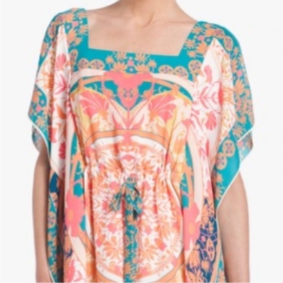 BCBGMaxAzria Swim Coverup in Pink and Orange with Bohemian Print - Picture 2 of 7